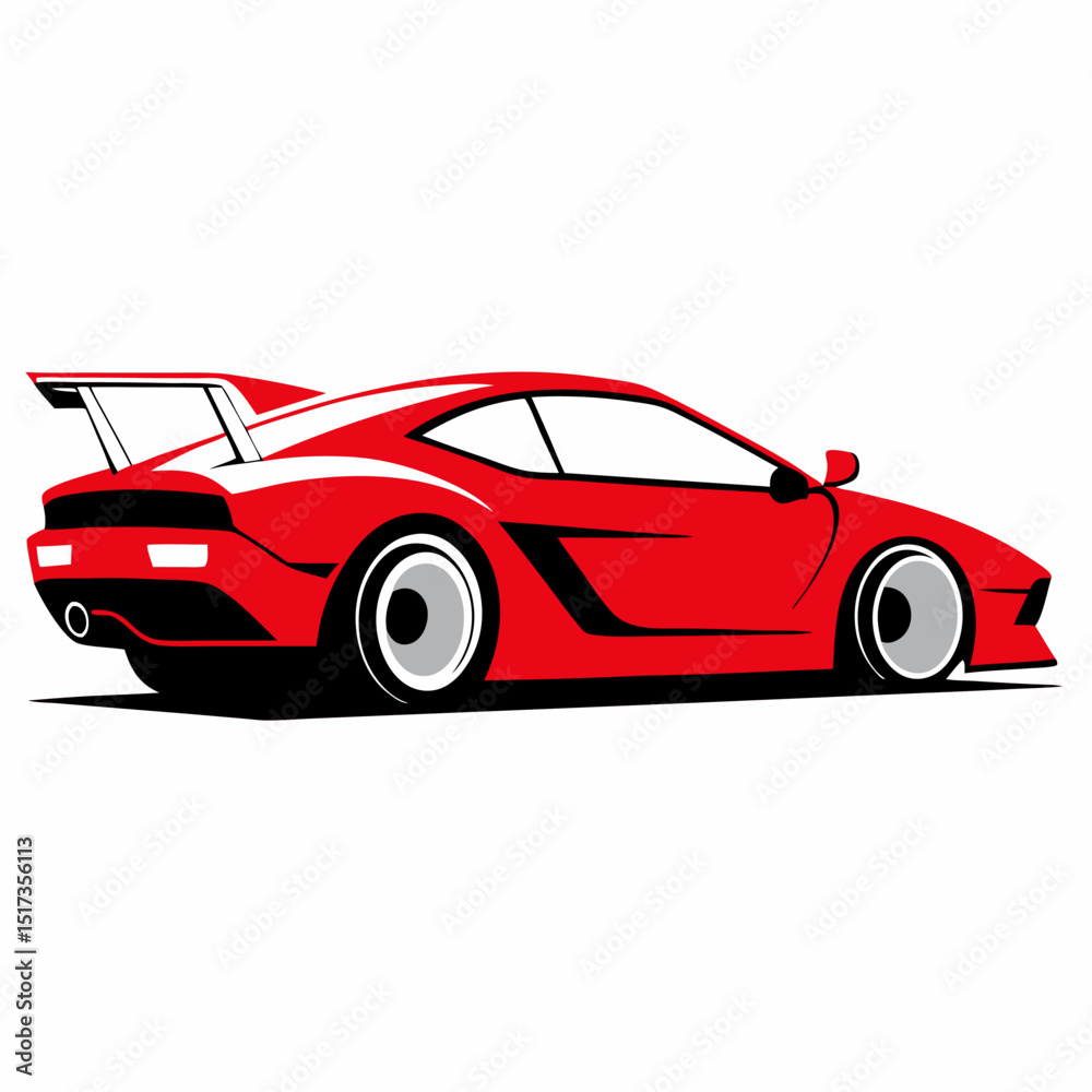 Naklejka premium Red car isolated on white background