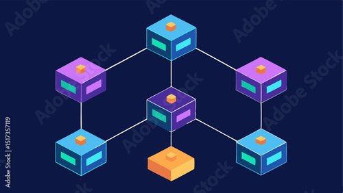 Blockchain Layers Stacked layers of circles each layer representing a different block with lines connecting them to demonstrate the concept of blocks linked in a chain.