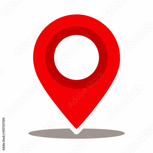 Red location sign on white background