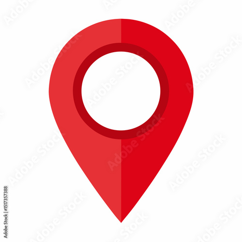 Red location sign on white background