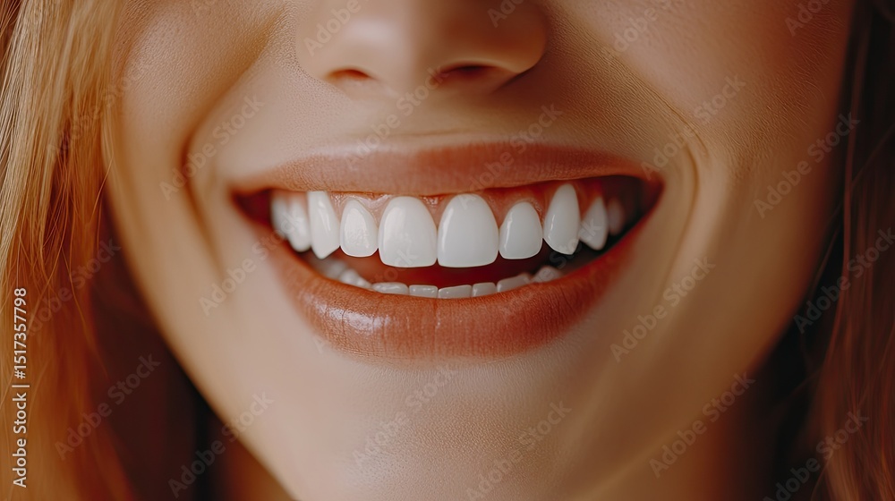 Fototapeta premium Close-up view of a joyful smile showcasing healthy teeth.