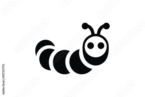 Caterpillar vector silhouette isolated in white background