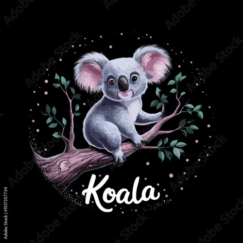 koala climbing tree vector design