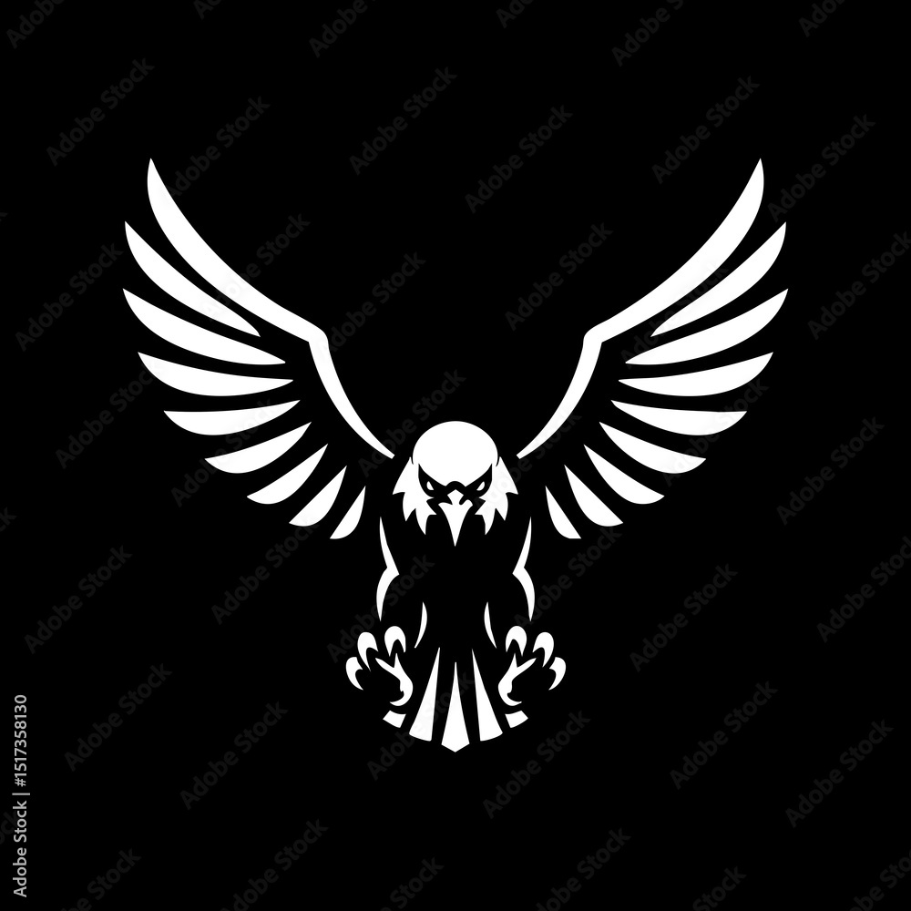 Fototapeta premium Eagle Logo with Wings Symbol Front View