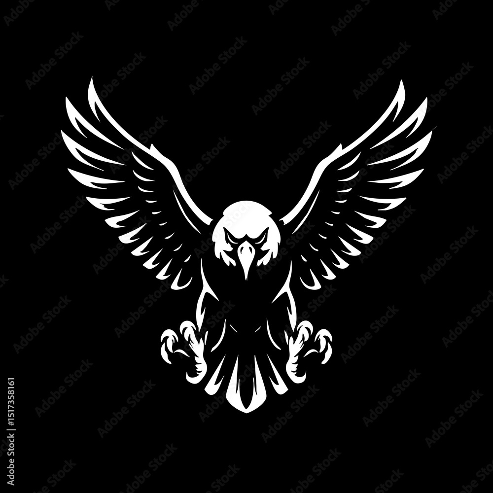 Fototapeta premium Eagle Logo with Wings Symbol Front View