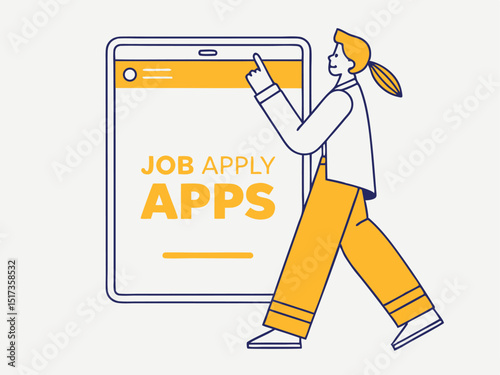 Woman using job apply apps on tablet for online recruitment and employment applications