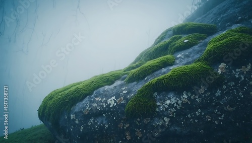 Mossy rocks in the middle of the forest
