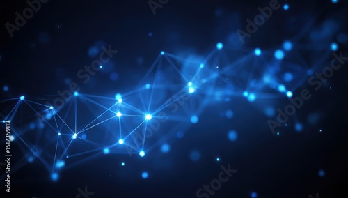 Abstract network of glowing blue lines and points on a dark background