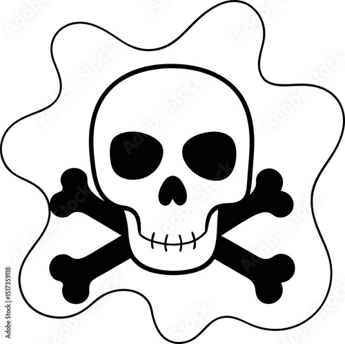 Minimalist Skull and Bones Line Drawing Vector Artwork