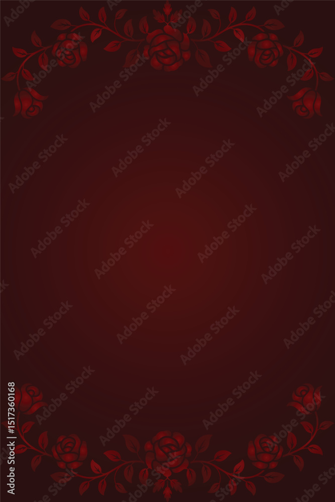 Elegant red rose border on dark background Elegant red rose border on dark background
