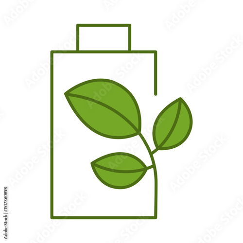 Eco Battery Line Icon. Concept of Green Technology, Climate Change, Global Warming, CO2 Neutral Editable Stroke Icon