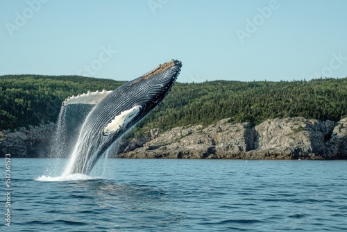 Humpback whale leaping out of the water