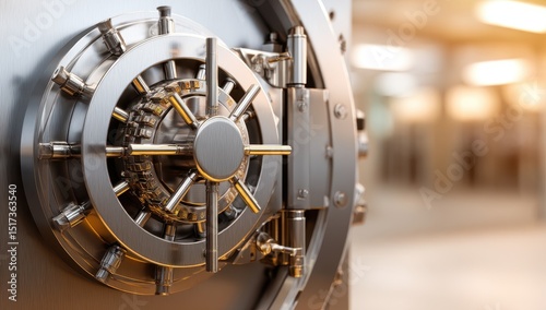 Close-up of a secure vault door