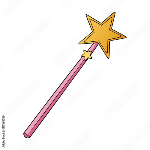 A magical pink and gold fairy wand with sparkling glitter, a star-shaped tip, and flowing ribbons—perfect for enchanting adventures and whimsical fairy tales.
