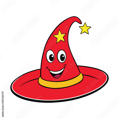 A vibrant red magic hat with a wide brim and tall crown, shimmering with a mystical glow—perfect for casting spells or dazzling in a magician’s act.
