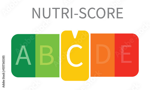 Nutri Score Sticker System - Vector Illustrations Isolated On White Background.