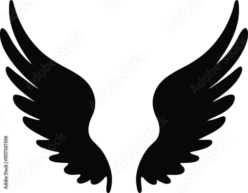 Angel wing silhouette vector, wing icon vector, Angel wing clipart