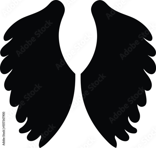 Angel wing silhouette vector, wing icon vector, Angel wing clipart