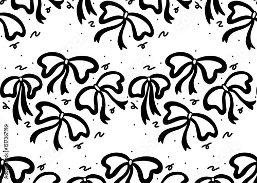 seamless pattern with hair ribbon 