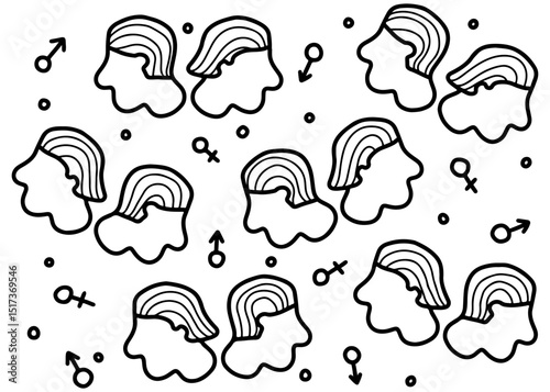 seamless pattern with black and white male and female symbols 