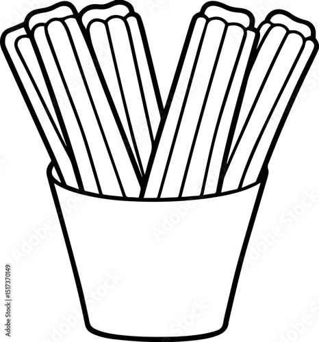 churros outline coloring book page line art vector illustration