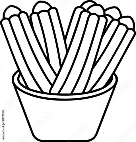 churros outline coloring book page line art vector illustration