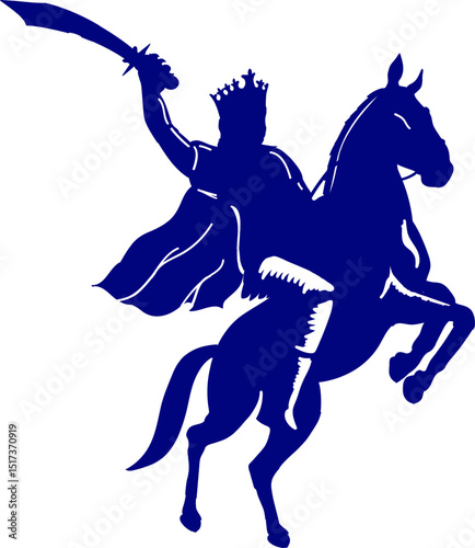 Man with Sword Riding Horse. Knight on horse. Cavalry soldier silhouette illustration horse rider civil war era weapon