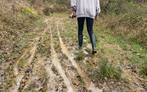 Walking in a muddy area