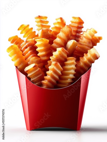 Crinkle Cut French Fries on Red Carton