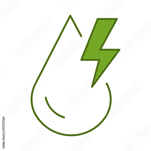 Water Energy Line Icon. Concept of Green Technology, Climate Change, Global Warming, CO2 Neutral Editable Stroke Icon