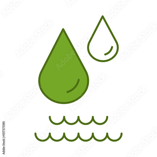 Water Drop Line Icon. Concept of Green Technology, Climate Change, Global Warming, CO2 Neutral Editable Stroke Icon