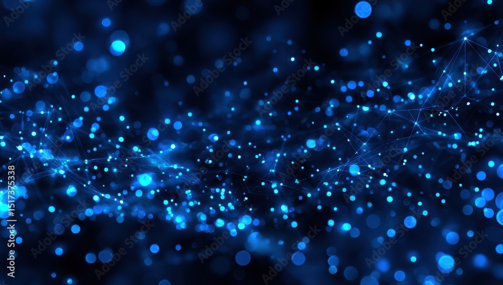 Fototapeta premium Abstract deep blue digital particles
