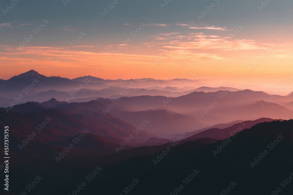 Fototapeta premium Majestic Mountain Range Views at Sunset Offering Awe Inspiring Natural Beauty Display