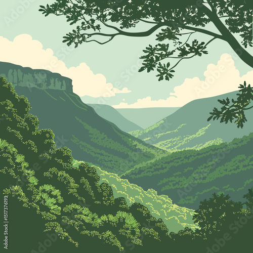 Mount Everest Vector Illustration – Highest Mountain Peak in the World, Nepal National Park Art