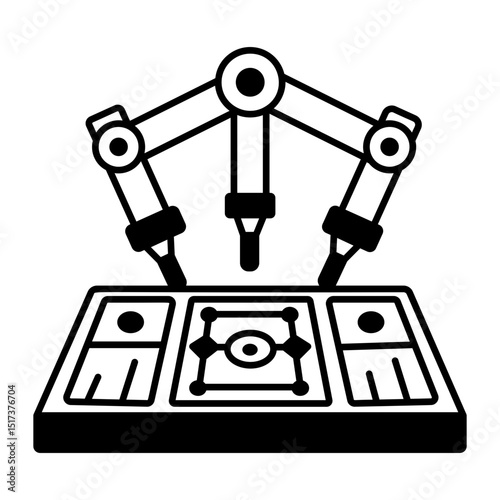 A linear icon showing high powered laser machine
