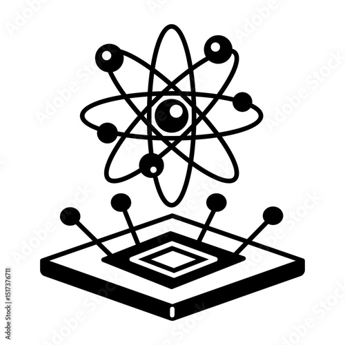 A line style icon showing quantum computing system