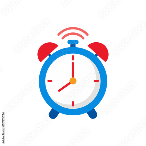 alarm clock ringing icon in cartoon flat vector 