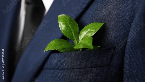 Green sprout in a suit pocket (1)