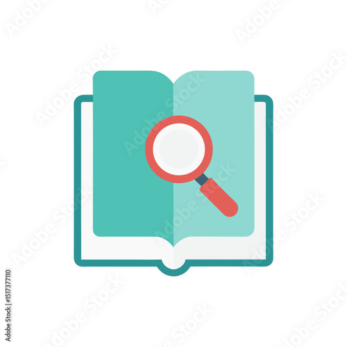 book with magnifying glass icon representing resea