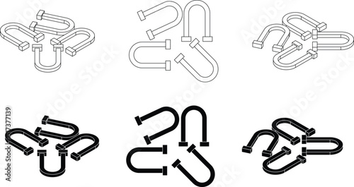 Magnet Isometric Vector Silhouettes
