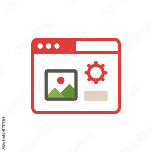 browser window with image and settings icon repres