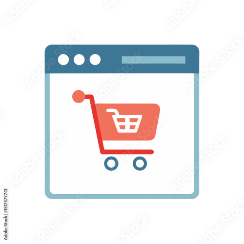 browser window with shopping cart and tag icon rep 