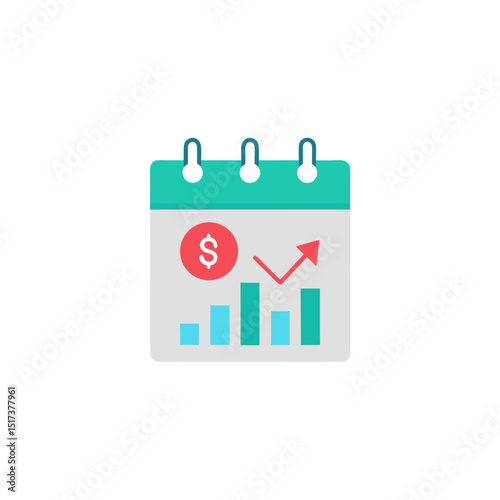 calendar with graph and dollar icon representing