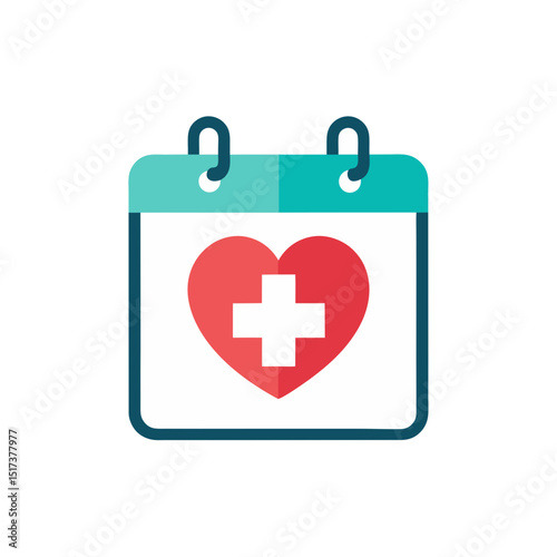 calendar with heart and medical cross icon represe