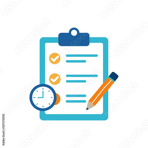checklist with pencil and clock icon representing .svg