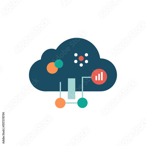 cloud with analytics and graph icon symbolizing 