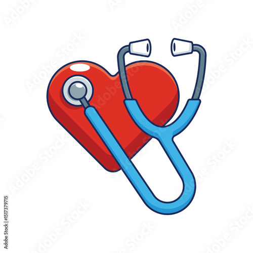 cartoon vector illustration of stethoscope with heart
