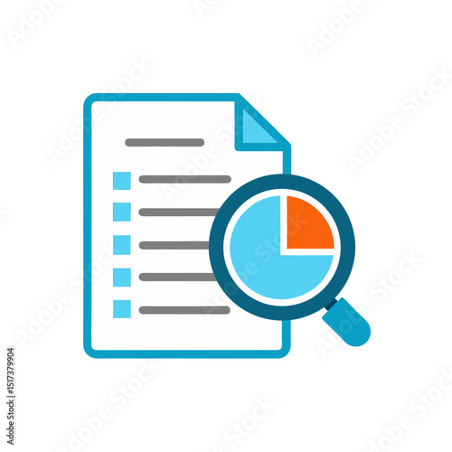 document with pie chart and magnifier icon symboli.svg