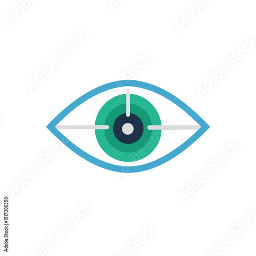 eye with scanning laser symbol in flat vector 