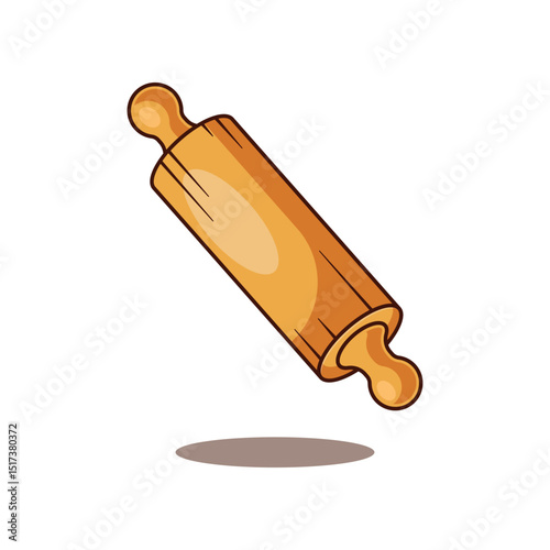 cartoon vector illustration of wooden dough roller